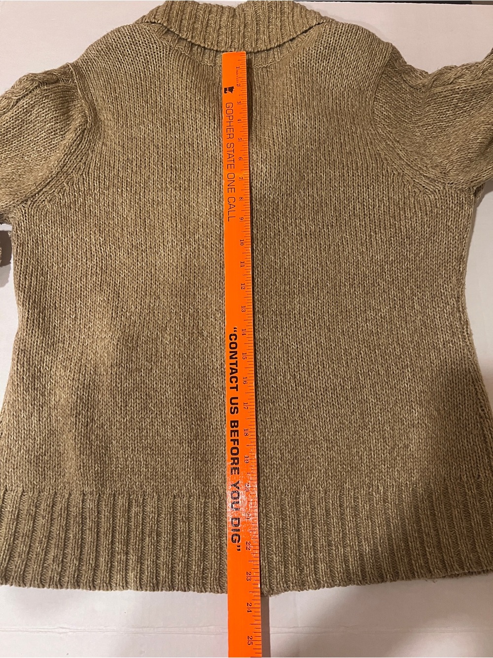 Women’s Cozy Cable Knit Tan Button Cardigan Shawl Collar Preppy Grandmacore XL - Picture 15 of 16
